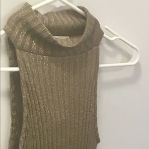 Gold sleeveless fitted MIDI Dress